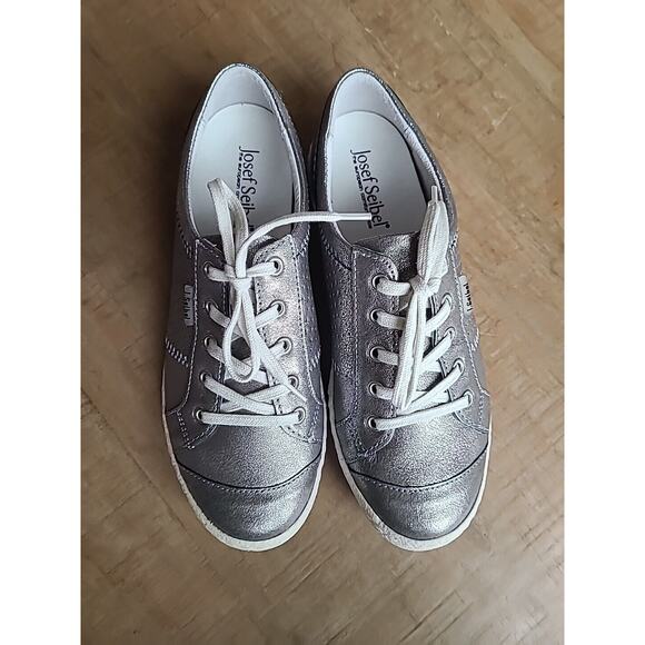 Josef‎ Seibel Womens Caspian Leather Sneakers Shoes Platinum Metallic EU 36 NEW - Picture 7 of 9